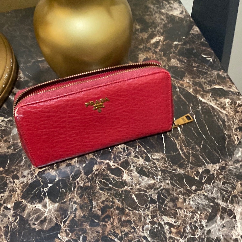 Large leather wallet burgundy color